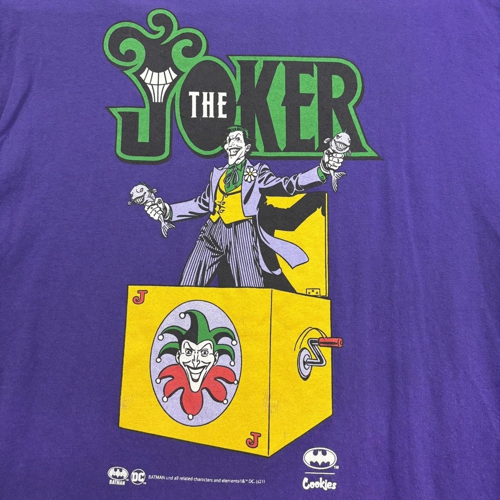 Cookies The Joker Shirt Mens L Purple DC Comics Batman Villain Graphic Tee Adult